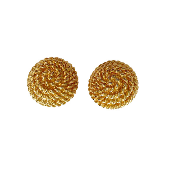 Monet Jewelry - Vintage Monet Gold Tone Round Dome Rope Pierced Earrings 80s Signed